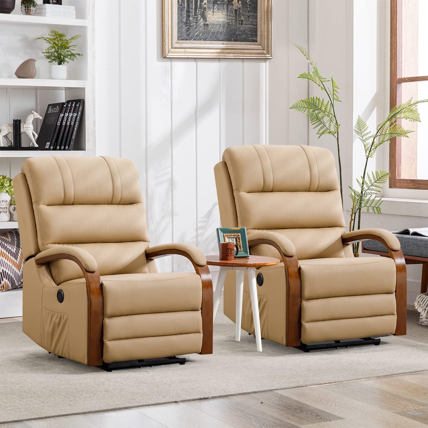 INZOY Power Recliners Chairs Set of 2, PU Leather Electric