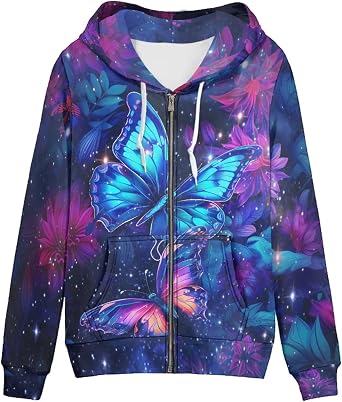 Womens Hoodies Zip Up Lightweight Long Sleeve Thin Hooded Sweathsirt Trendy Jacket