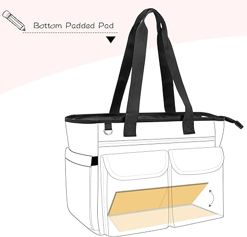 Miniatura 4 de LoDrid Bolsa de mano para profesores con almohadilla inferior, con capa de almacenamiento separada para laptop (hasta 15.6 pulgadas), bolsa de