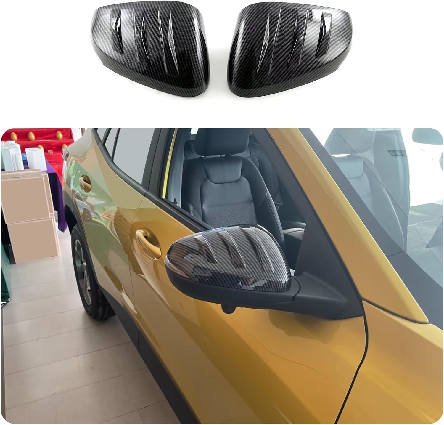 Car Accessories Fit For Chevrolet TRAX 2024 2025 2026 Rear View Mirror Cap Cover Trim With strips (Carbon Fiber) 2PCS ABS