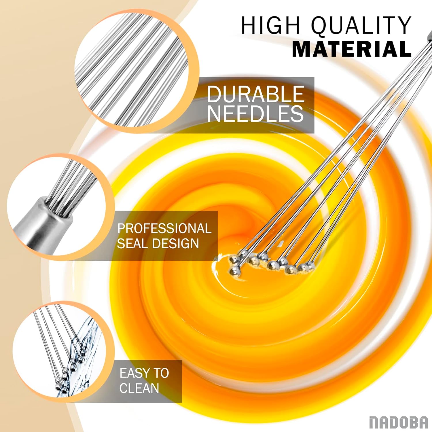 2 Pcs Ball Whisk Set — Stainless Steel Whisk Set with Comfortable Ergonomic Handle | Excellent for Eggs, 10 Ball Head, Easy to Clean — Compact 12” & 10” for Versatile Stirring - Image 4