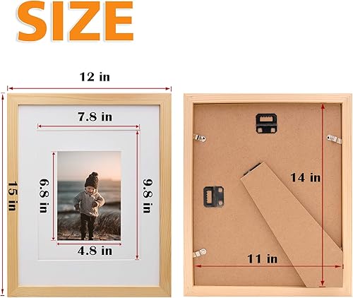 Vista 11 de KINLINK Marcos de fotos de 8 x 10 pulgadas, marcos de madera natural con plexiglás acrílico para fotos de 4 x 6/5 x 7 con paspartú o de 8 x 10