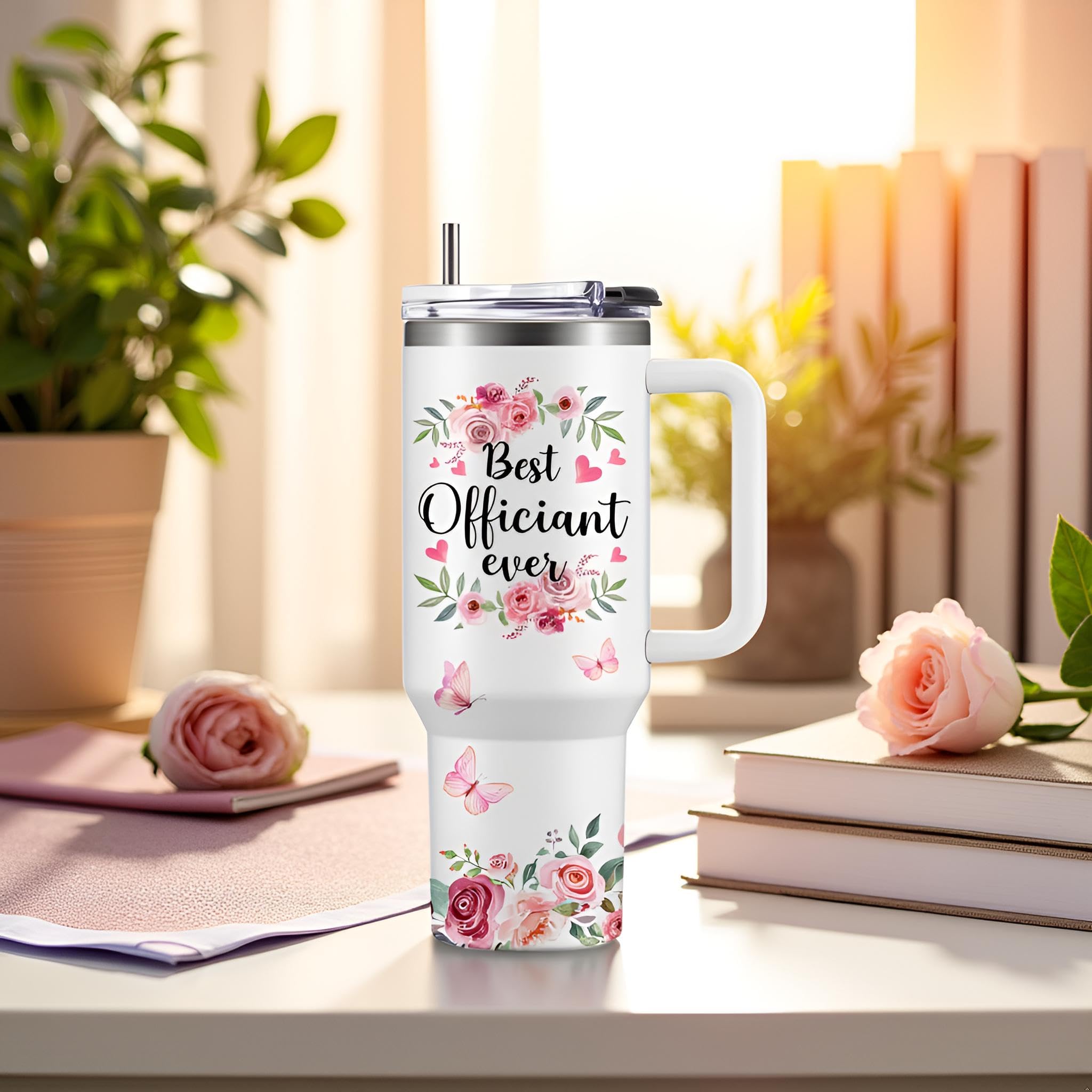 Wedding Officiant Gifts Tumbler, Best Officiant Ever Gift from Couple, Wedding Thank You Gifts for Bridesmaid, Funny Bride Groom Party Gift Coffee Cup 40oz