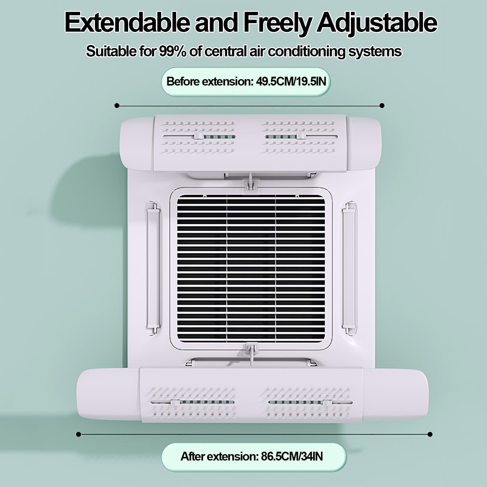 Set di 4 Deflettori per Bocchette di Ventilazione a Soffitto, Deflettore Condizionatore Telescopici, Antivento e Anti-Flusso Diretto per Impianti di Climatizzazione Centralizzati