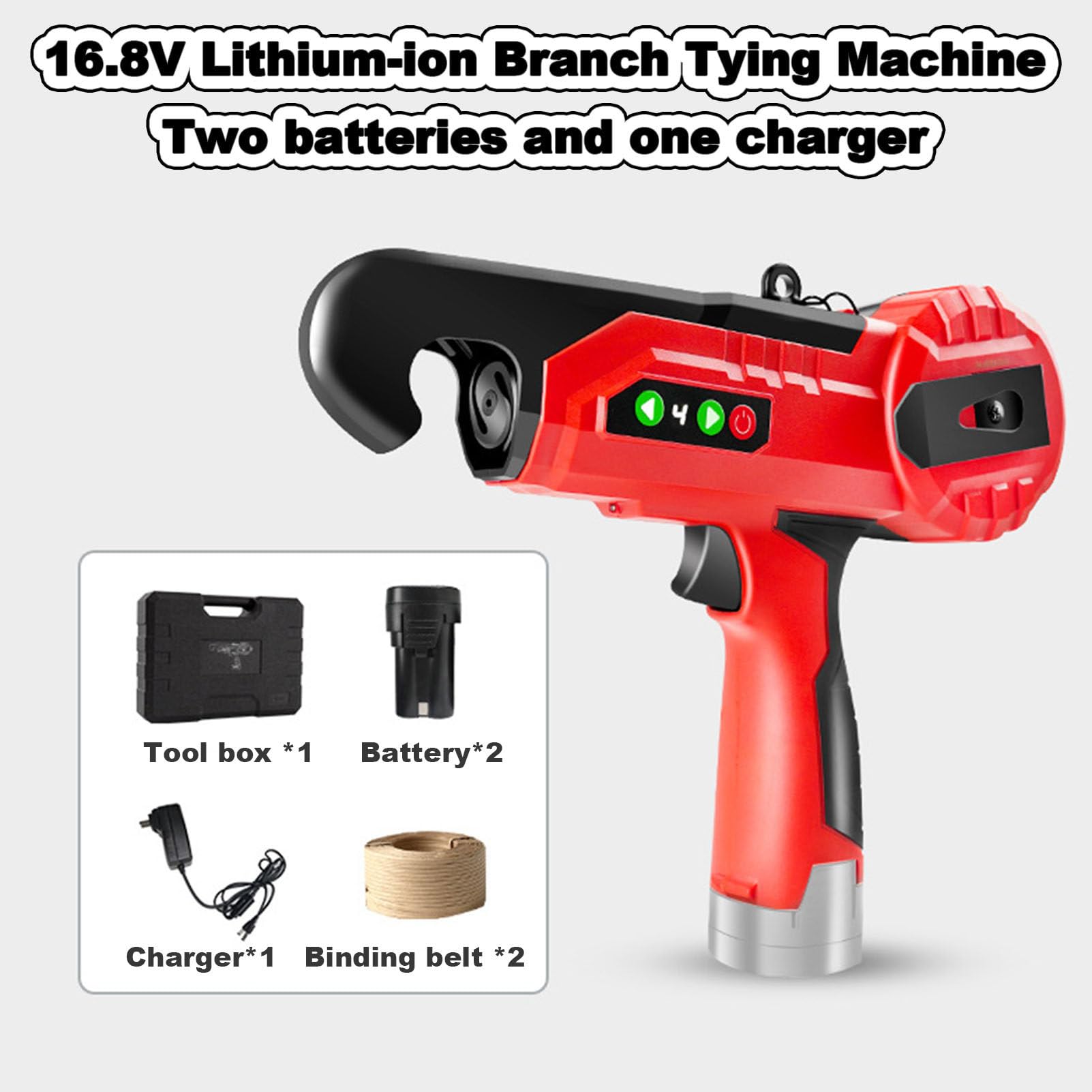 Macchina per Legami Portatili, Macchina per Colpa per impianti elettrici Giardino di Nastro di Legame con Nastro con 2 Nastri Rotoli, 1 Scatola, 2 batterie, per UVA, lamponi, pomodori