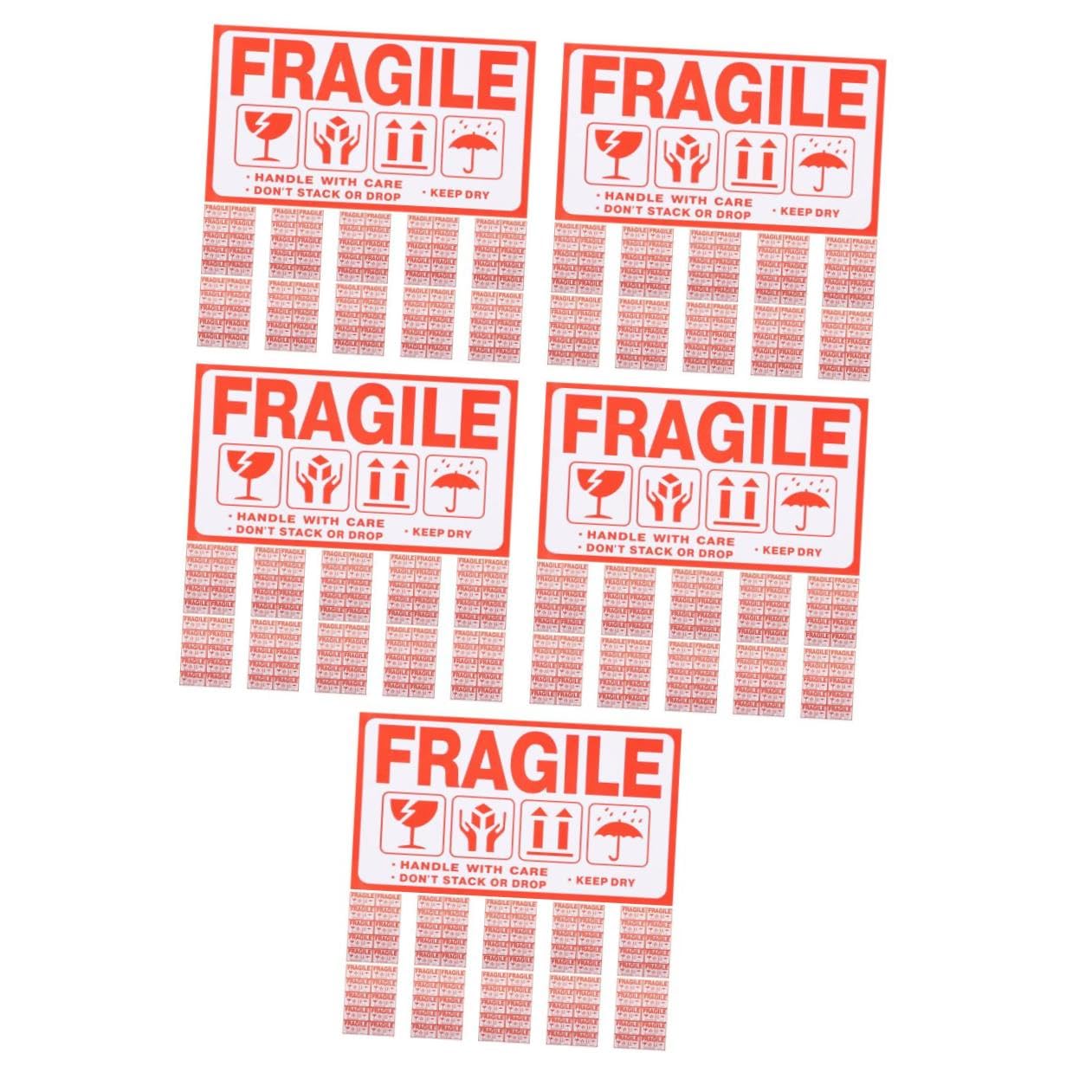 Alipis 5 Set Etichette Fragile Confezione Da Etichette Avvertimento Per Spedizioni E Imballaggi Stickers Resistenti E Facili Da Applicare Per Trasporti Sicuri 20 Fogli*5