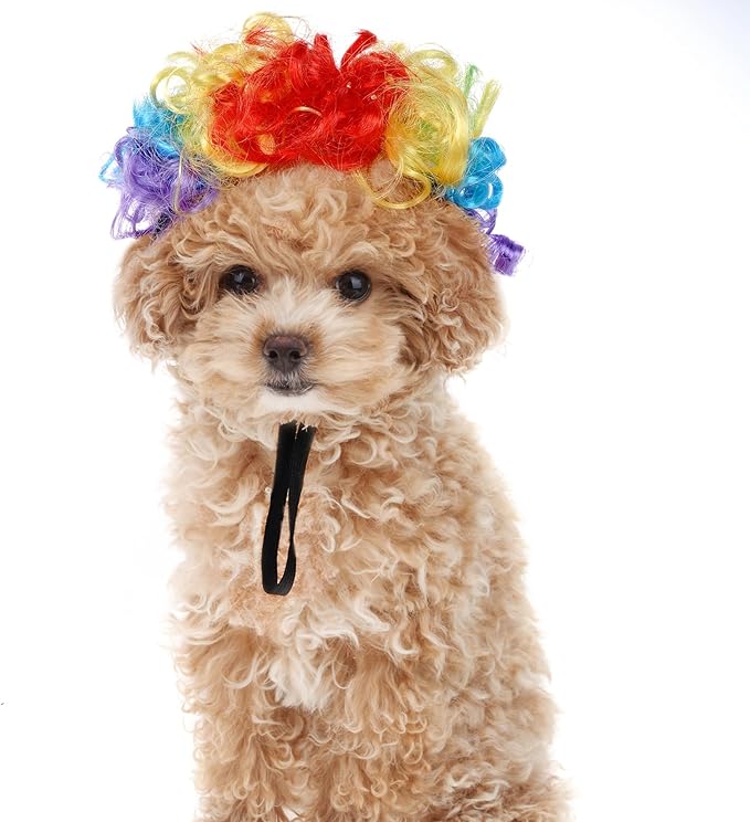 Peluca Divertida para Perros, Multicolor, Ajustable para Halloween miniatura 6