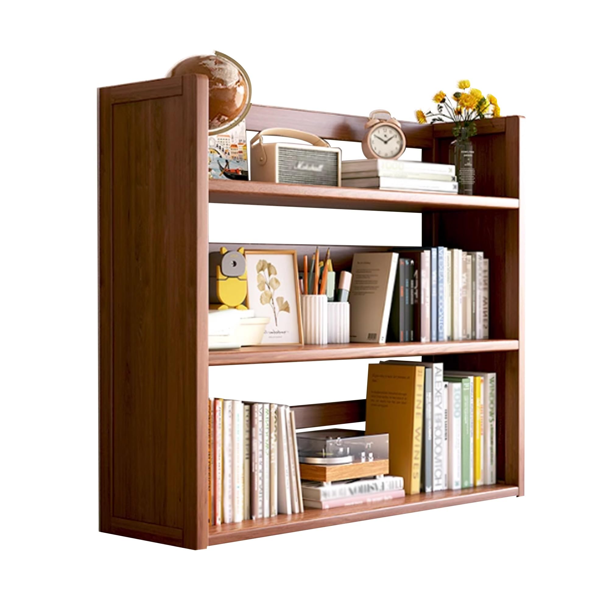 Etagere Bureau a Poser sur Bureau Etagere Rangement Bois pour Dortoir Maison(Brown,3 Layers_70CM/27.6IN)