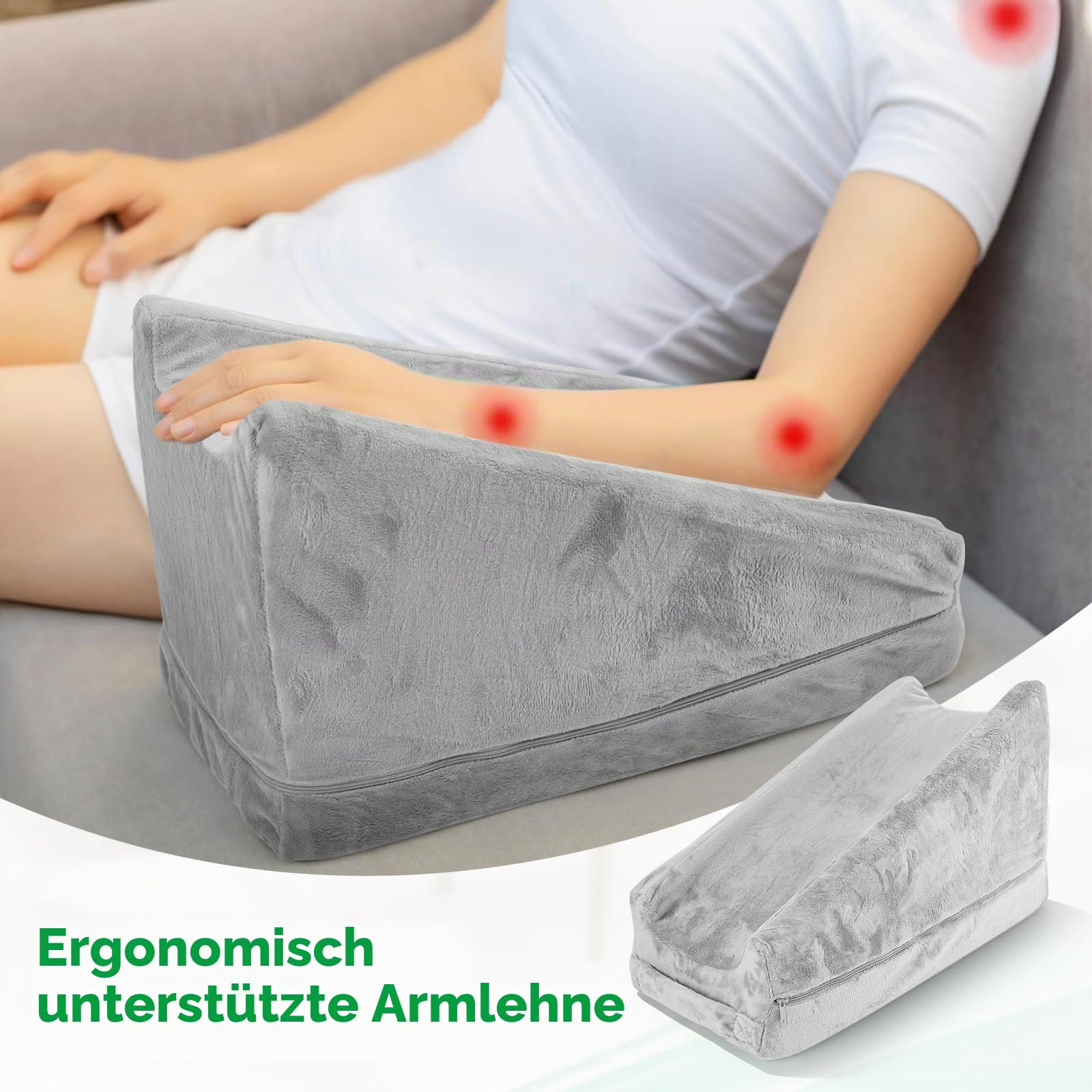 Beinerhöhungskissen, Keilkissen, Schwamm-Armhebekissen, Beinstütze mit abnehmbarem Bezug für gerades Knie und Arm, lindert Schwellungen und Schmerzen