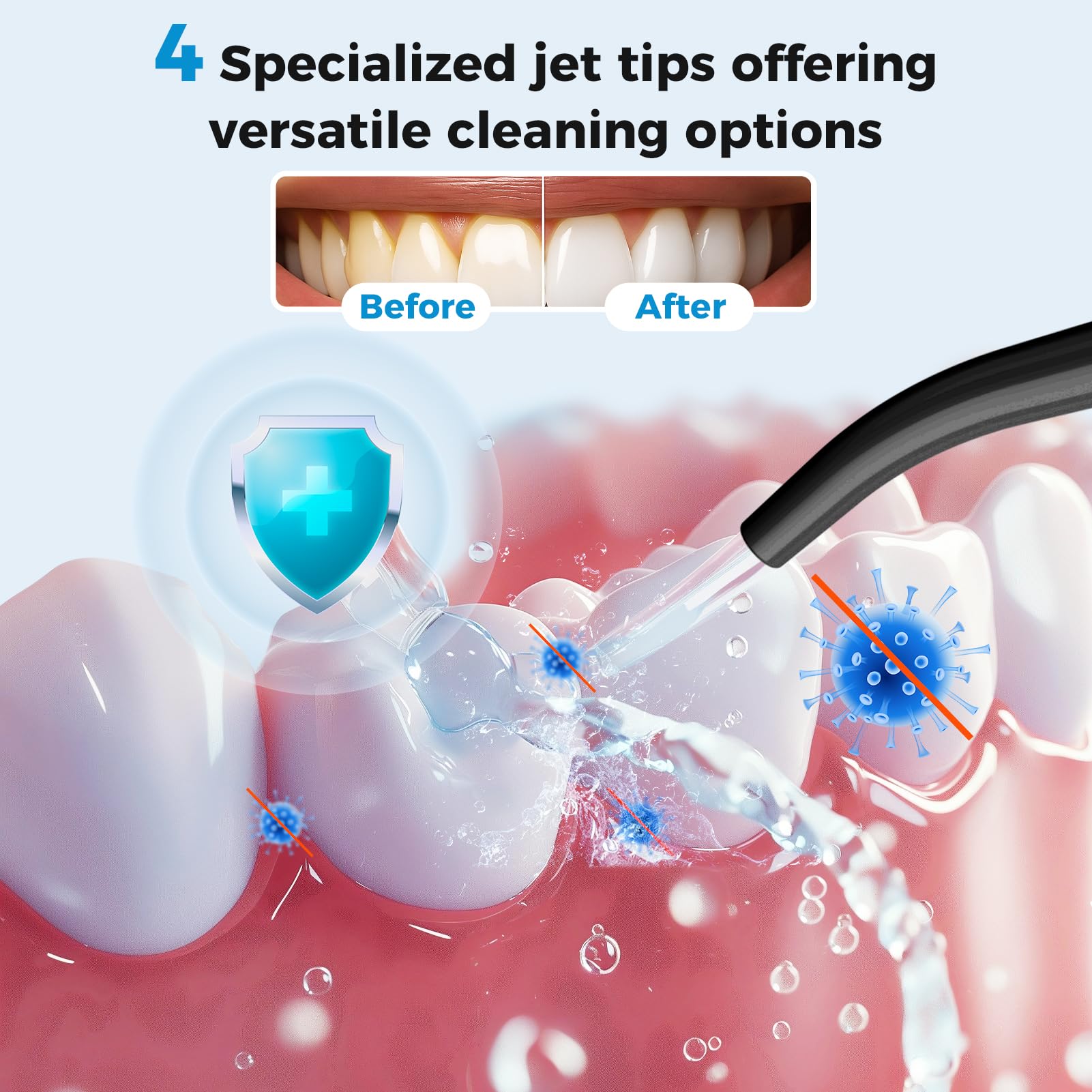 LINKEVAP Irrigador bucal de viaje recargable de 360 ml, IPX7 impermeable para el cuidado dental diario para el hogar