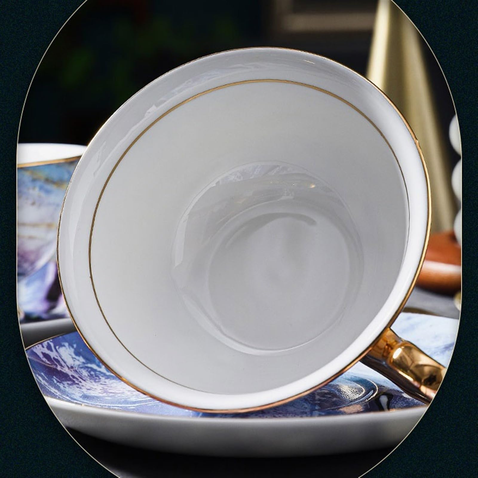 Tasse Tasses Tasses à thé européennes de l'après-midi, ensemble tasses café for la maison, noir en porcelaine chinoise 220ml