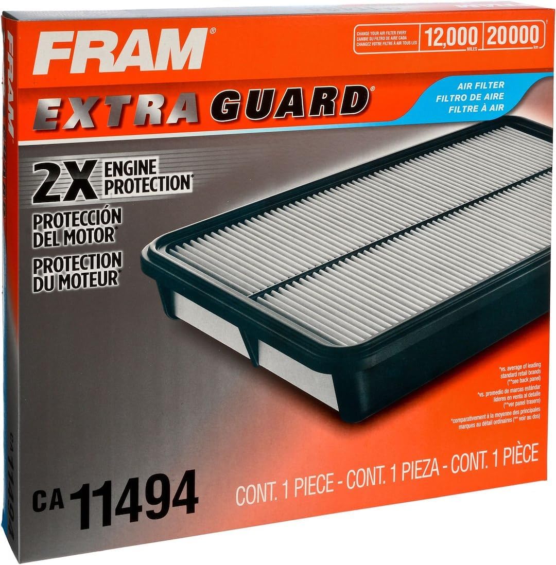 FRAM Extra Guard CA11494 Replacement Engine Air Filter for Select Cadillac and Chevrolet Models, Provides Up to 12 Months or 12,000 Miles Filter Protection