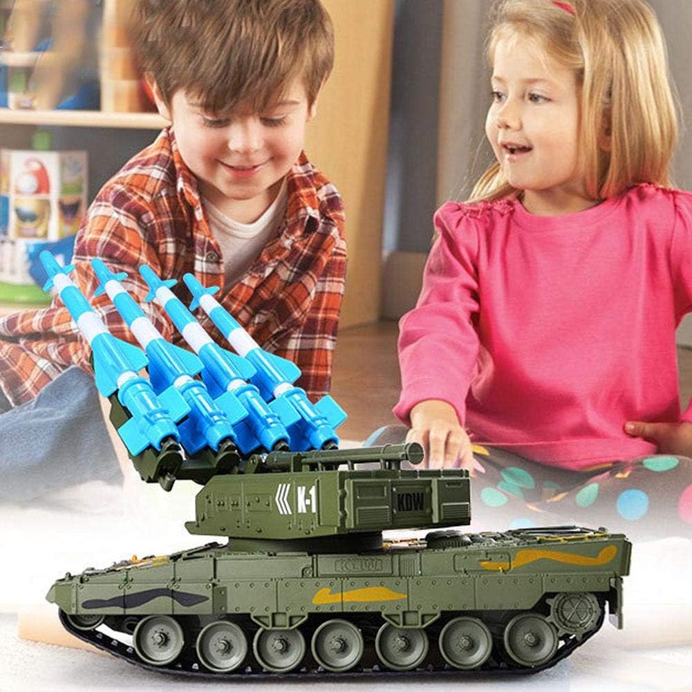 JULYKAI Juguete de aleación, El Tanque Tiene función de Retroceso, La torreta se Puede Girar, Modelo de misil guiado Firme, para niños