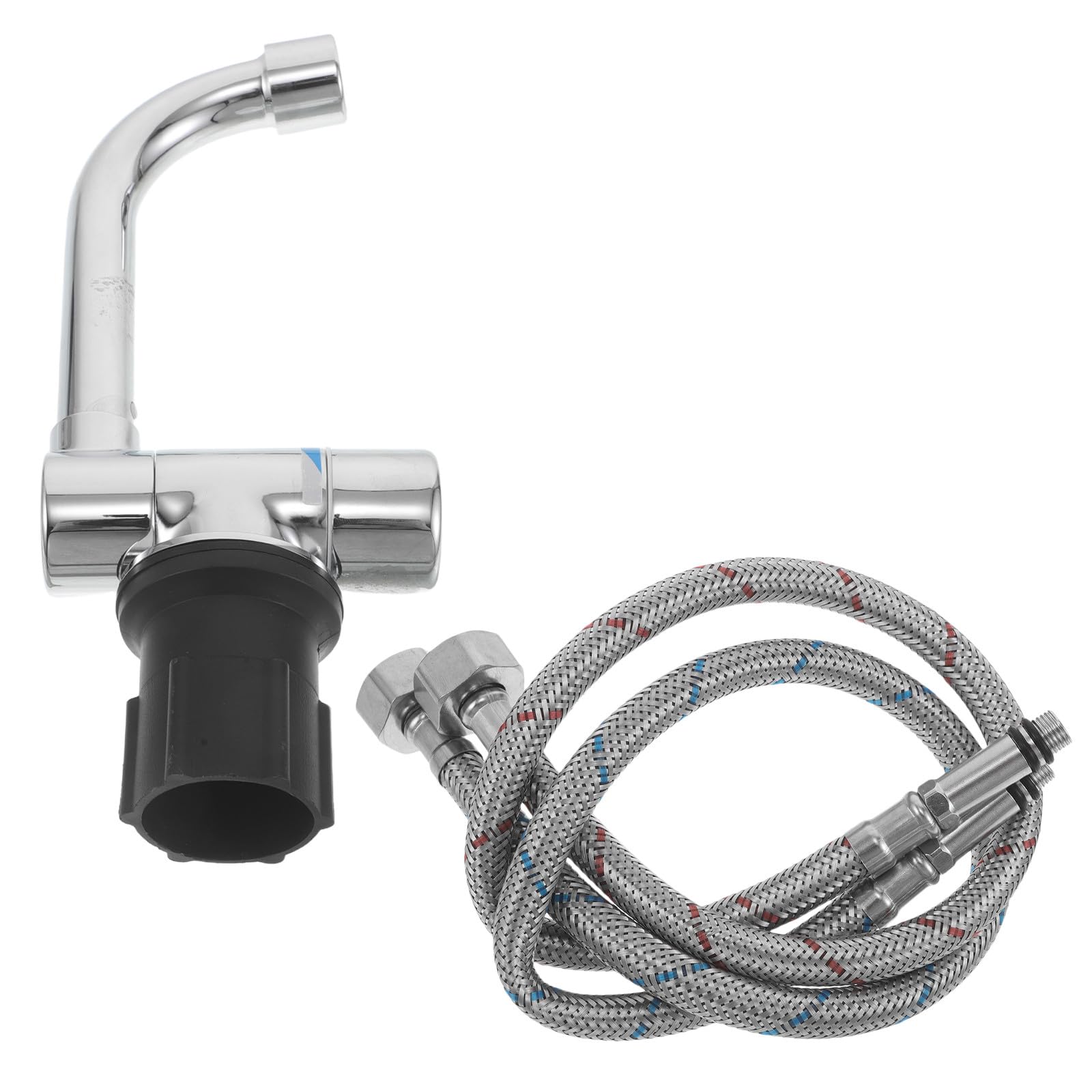 1 set di rubinetti di ricambio per lavello di camper e roulotte - Rubinetto girevole a 360 gradi con uscita acqua calda e fredda per camper, autocaravan, roulotte, barche e lavello da cucina