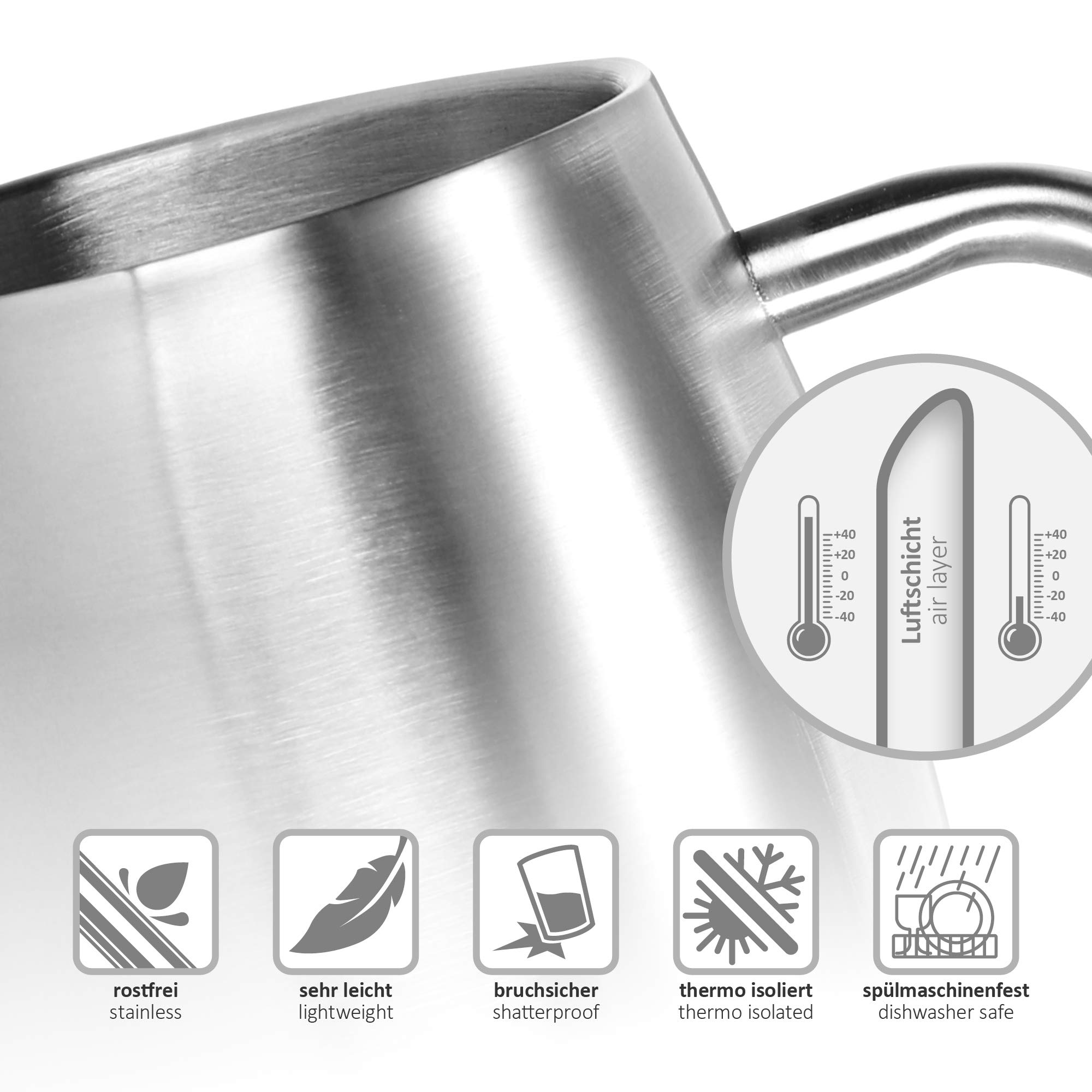 COM-FOUR® Kubek ze stali nierdzewnej XL-400ml kufel ze stali nierdzewnej