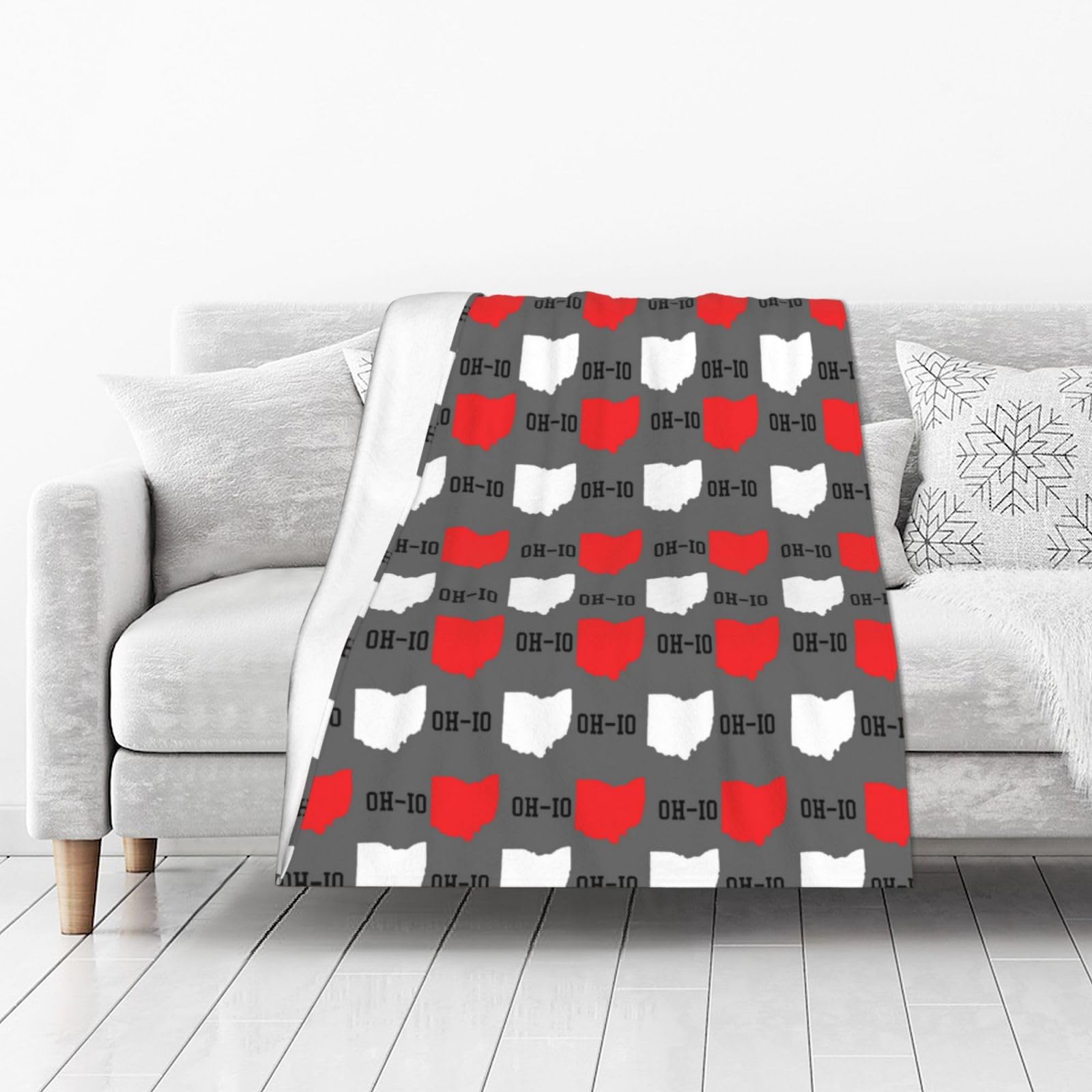 Ultra-Soft Flannel Blanket New Ohio State Gray Throw Blankets Warm Fuzzy Plush Blanket for Boys Girls Bed Blanket for Crib Couch Chair Living Room Home Travel 50"X40" for Kids Baby
