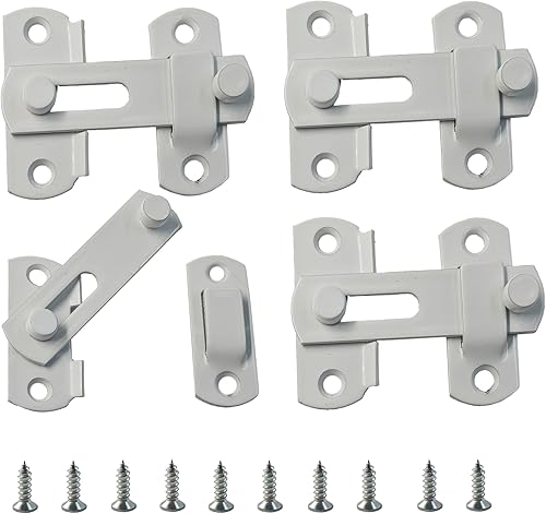 Miniatura 8 de 4 pestillos de puerta de granero de 3.94 pulgadas, cerradura abatible de 180° para puertas correderas, pestillos de puerta de seguridad