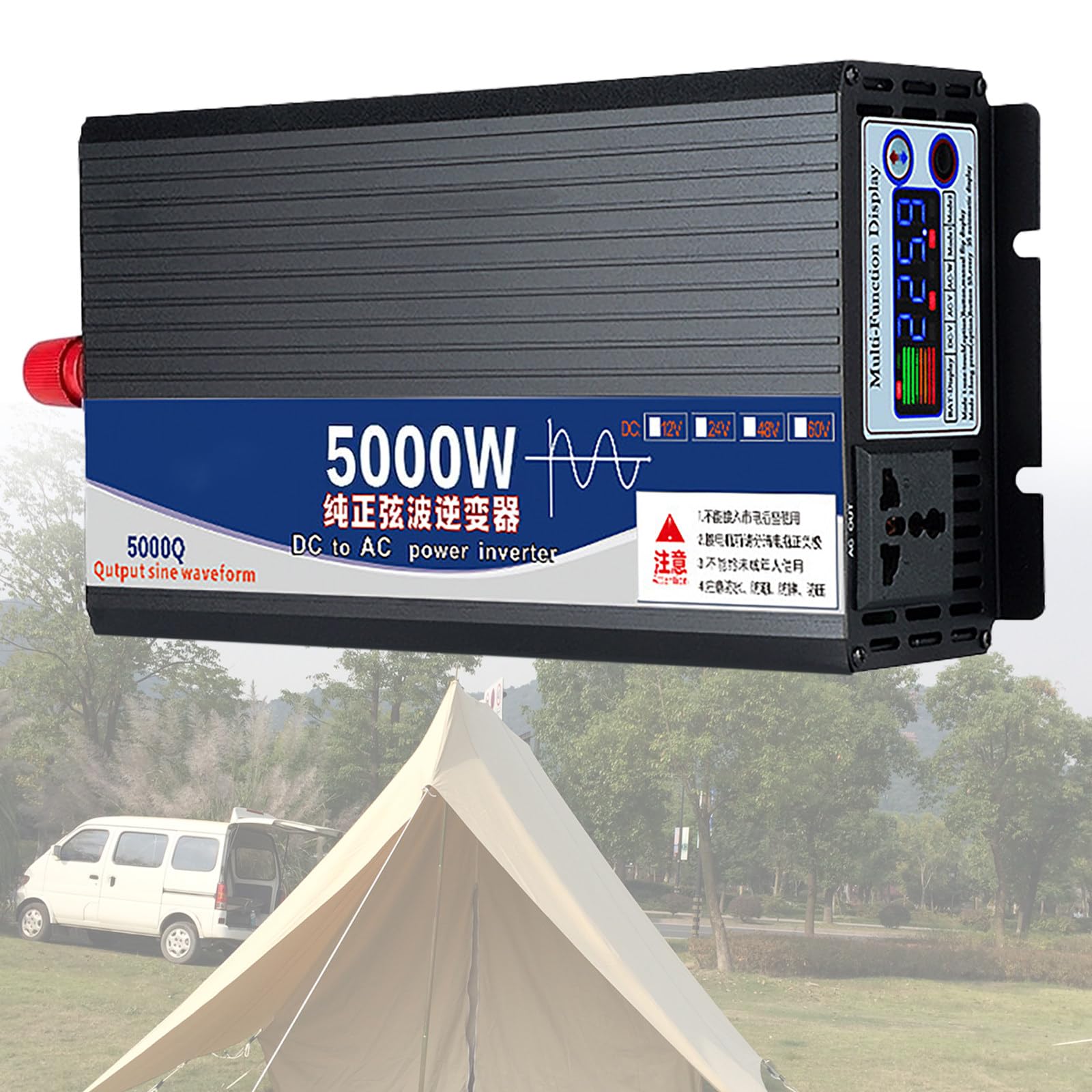 Inversor de Corriente de Onda sinusoidal Pura, 12/24/48/60/72 V CC a 220 V CA, inversor de Coche, con Pantalla LCD, 5000/6000 W, para Coche, RV, Barco, Trabajo al Aire Libre,5000W-72V
