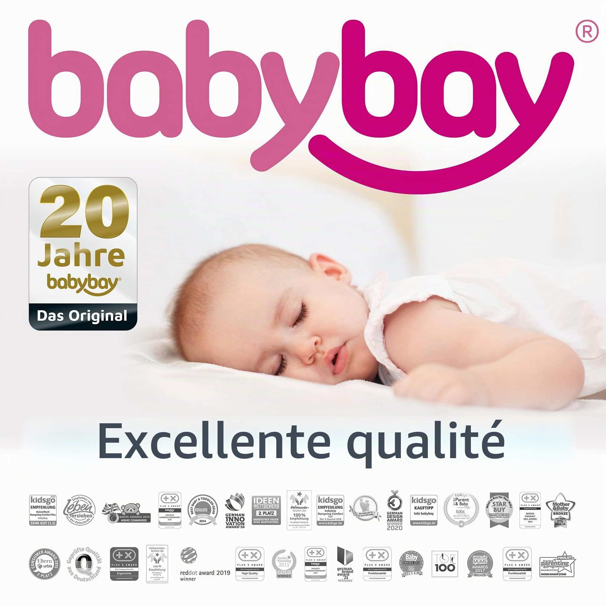 babybay Ciel de lit gaufré pour Support Mobile, Compatible avec Tous Les modèles jusqu'à 96 cm de Longueur, Sable