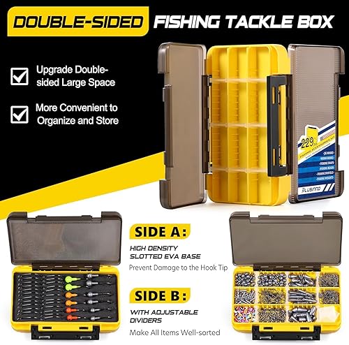 Miniatura 2 de PLUSINNO 253/387pcs Fishing Gear Accessories Kit, Fishing Tackle Box with Tackle Included, Fishing Hooks, Fishing Weights Sinkers, Spinner Blade,