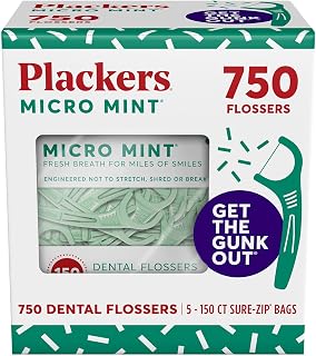 Plackers Micro Mint Floss Picks with Super Tuffloss & Fold-Out Toothpick - Shred-Proof, Mint-Flavored, 750 Count Bulk Pack