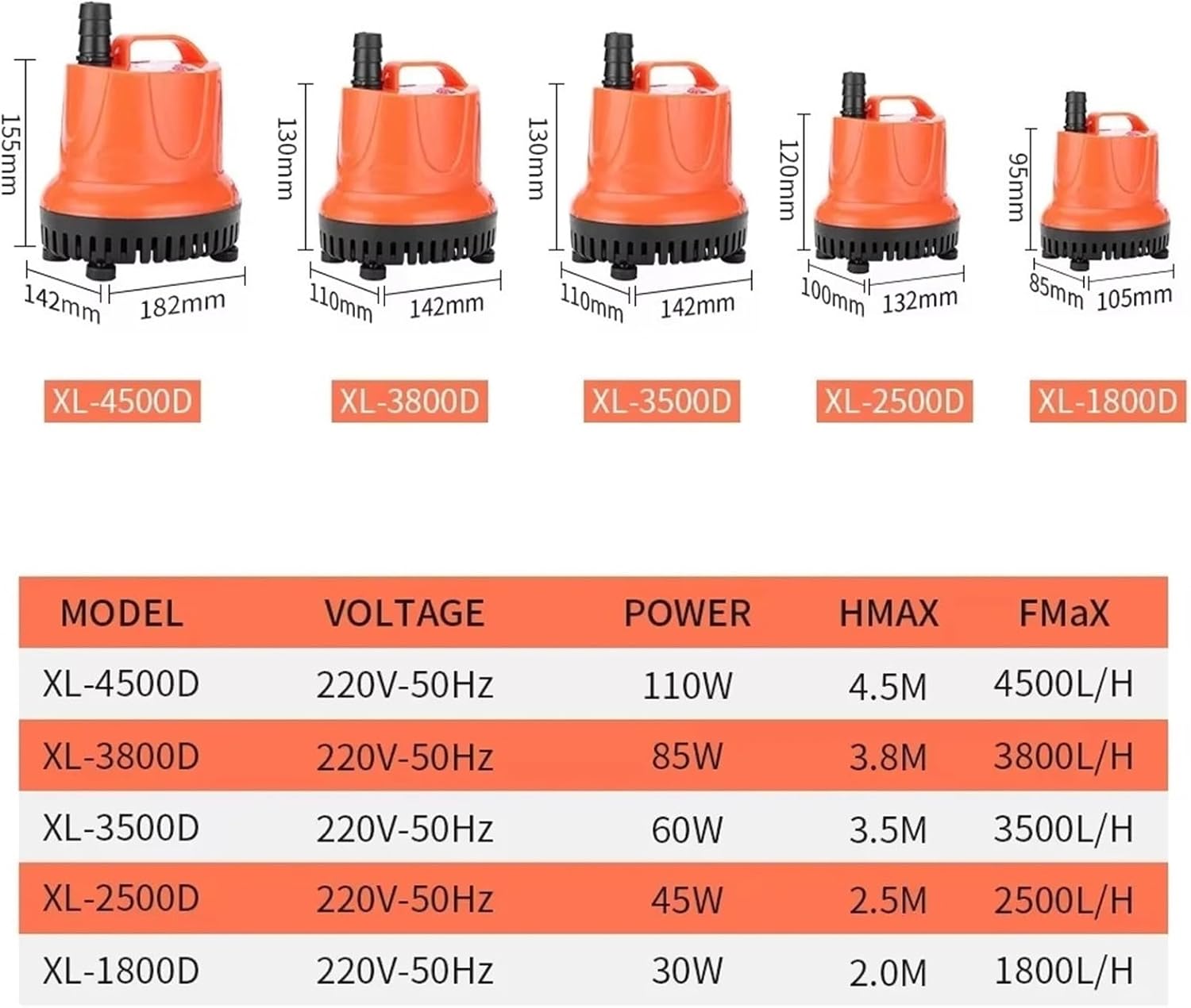 Aquarium Water Pump Submersible 1800‑4500 L/H Silent Bottom‑Suction Fish Tank Pump 30W‑110W Multi‑Function(45W)