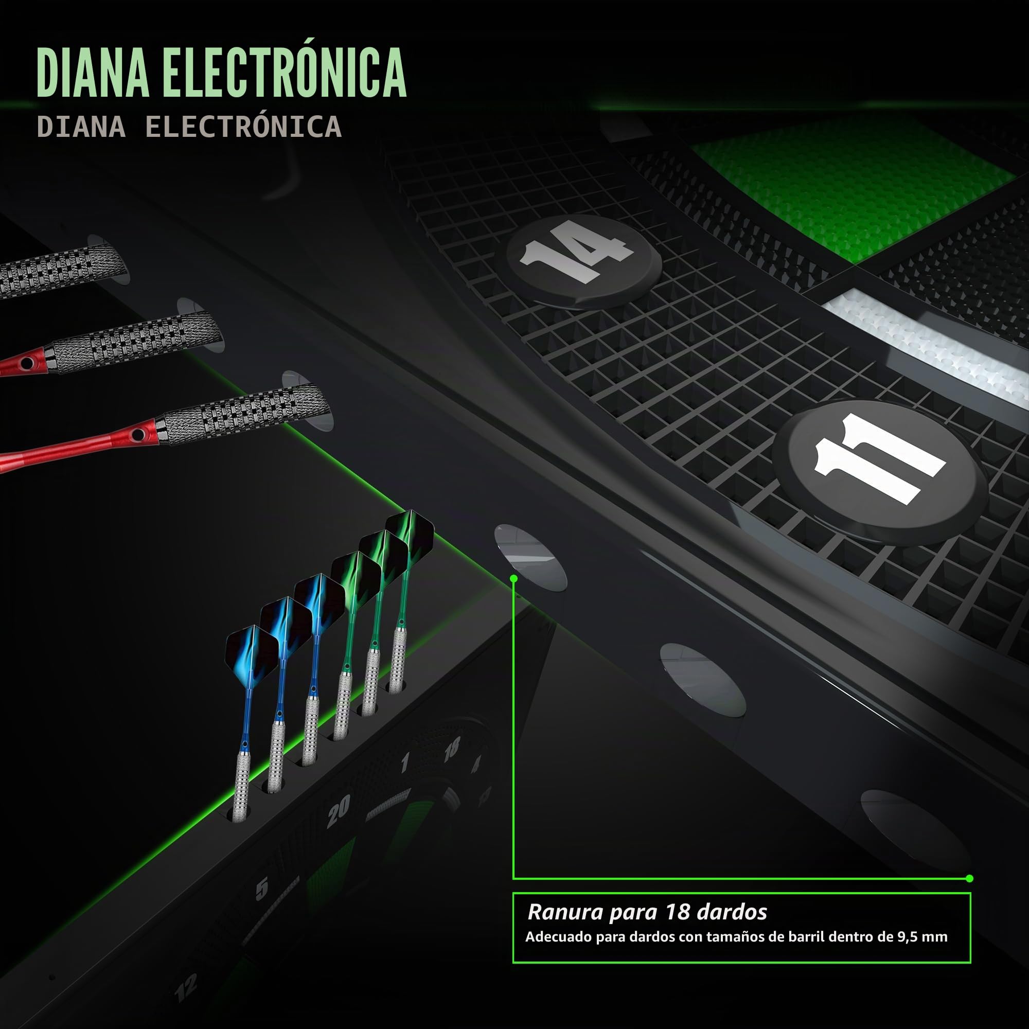 CyeeLife Diana electrónica con voz alemana, innovadora máquina de dardos con 34 juegos y 355 variantes, 8 niveles de volumen, incluye silencio, diana electrónica para 1 a 8 jugadores