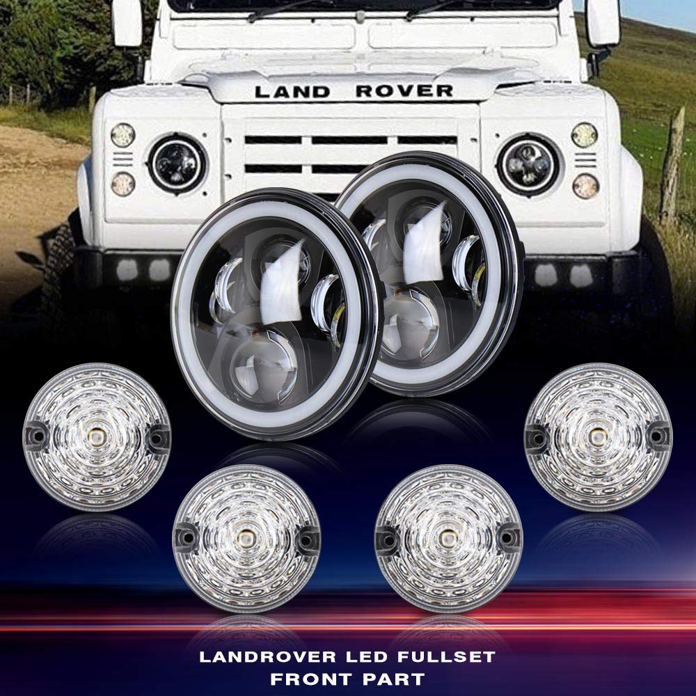 Fari LED Per Land Rover Defender - 7 Pollici Con Anello Alogeno - Abbagliante/Anabbagliante - Foto 5
