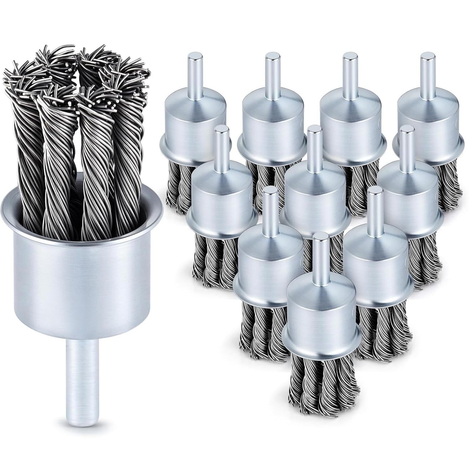 Set di spazzole for estremità in filo annodato a spirale da 10 pezzi for smerigliatrici e trapano da 1/4 di pollice