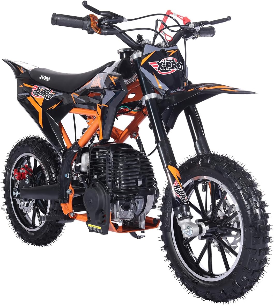X-PRO Hawk 40 Mini Dirt Bike Pit Bike, Gas Power 4 Stroke Dirt Bike!Pull Start, 10" Wheels! (Orange)