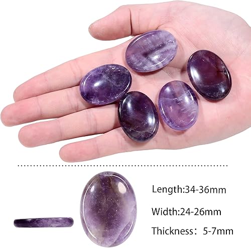 Miniatura 8 de mookaitedecor Paquete de 4 piedras ovaladas para el pulgar, piedras preciosas pulidas para ansiedad, terapia de cristal, meditación, equilibrio,