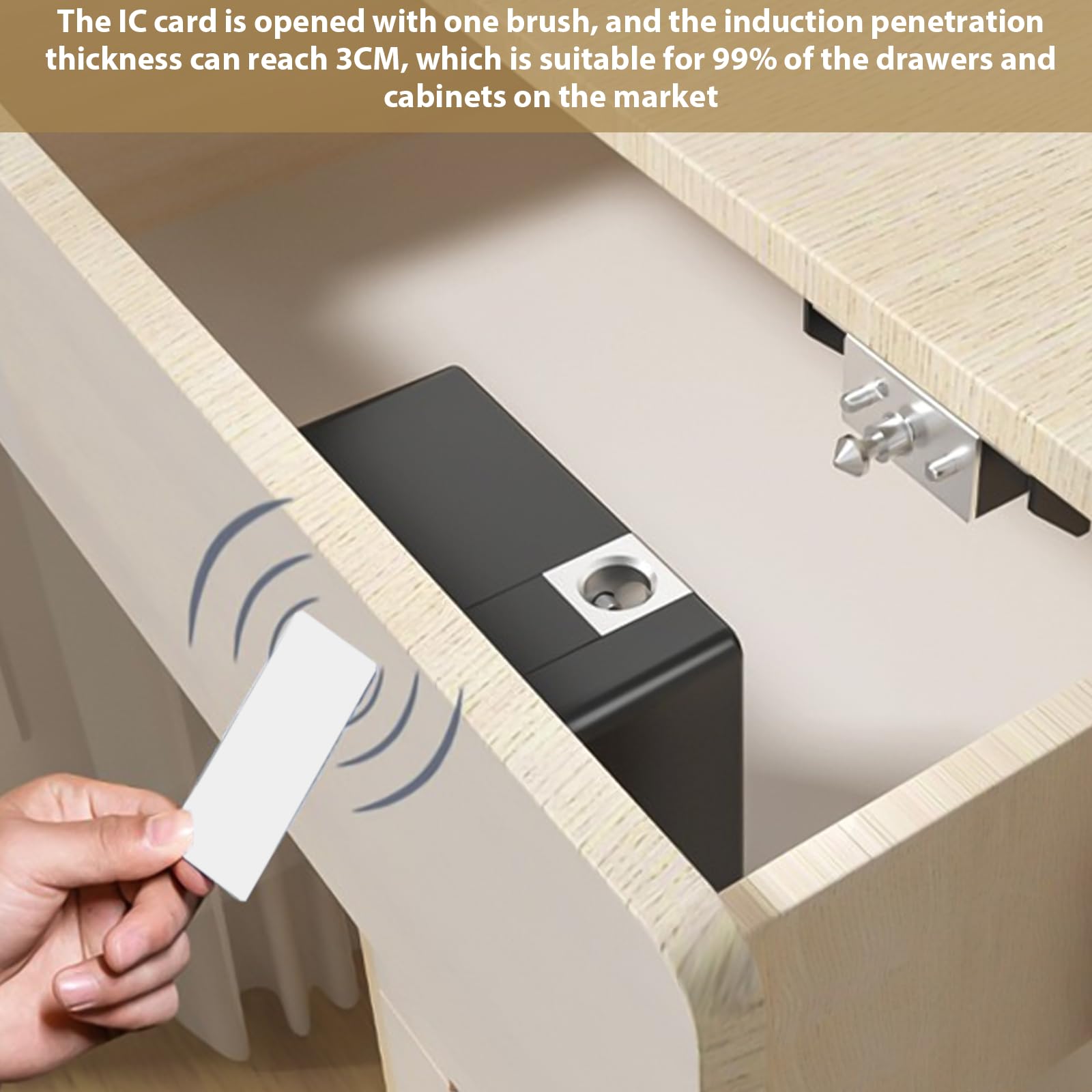 Inteligentny zamek do szafy NFC: ukryty inteligentny zamek z 2 breloczkami do kluczy i 2 kartą RFID, ukryte zamki, bezotworowe zamki do szuflad, szaf, szaf, szafek, fabryk