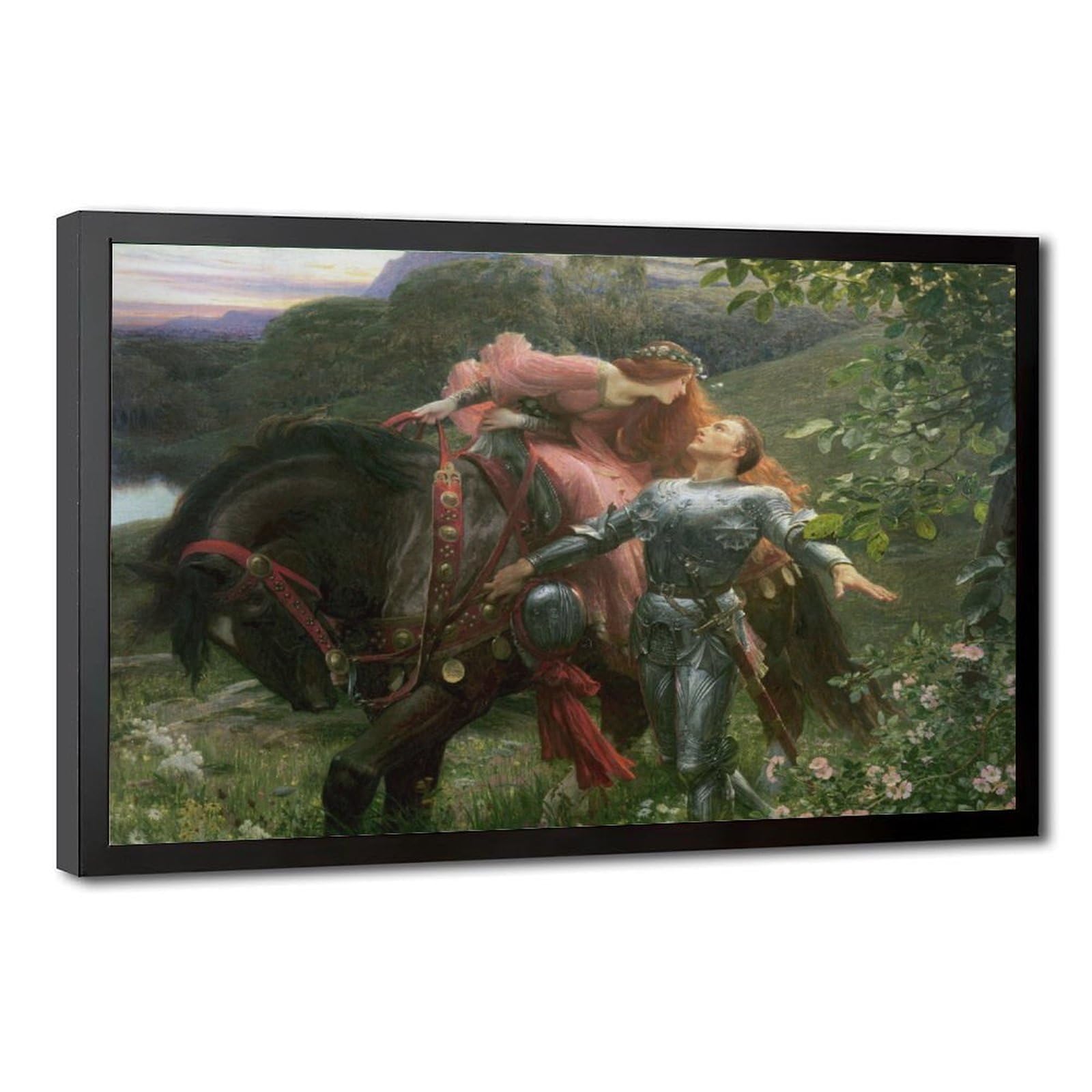 WCYB La Belle Dame Sans Merci by Sir Frank Dicksee Prints Posters Canvas Deco Paintings Wall Art For Office Hangable Frame 20" L X 30" W