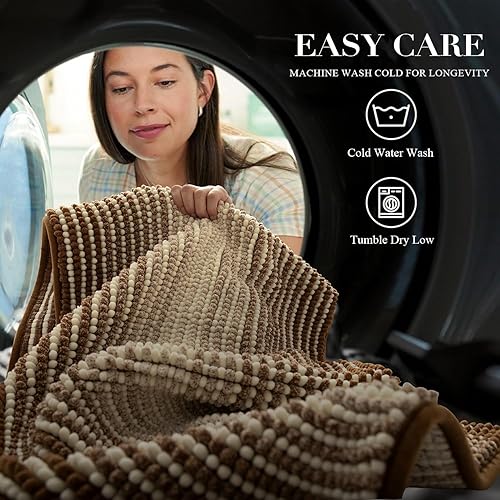 Miniatura 72 de BSICPRO Juego de alfombras y tapetes de baño, 2 piezas de felpilla gruesa y absorbente, antideslizantes, suaves y peludas para baño, lavables a