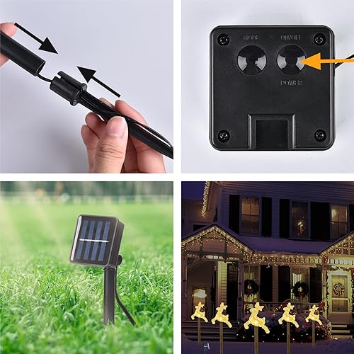 Miniatura 3 de Bstge - Luces solares de jardín para exteriores, paquete de 5 decoraciones navideñas de renos, luces impermeables para patio y camino