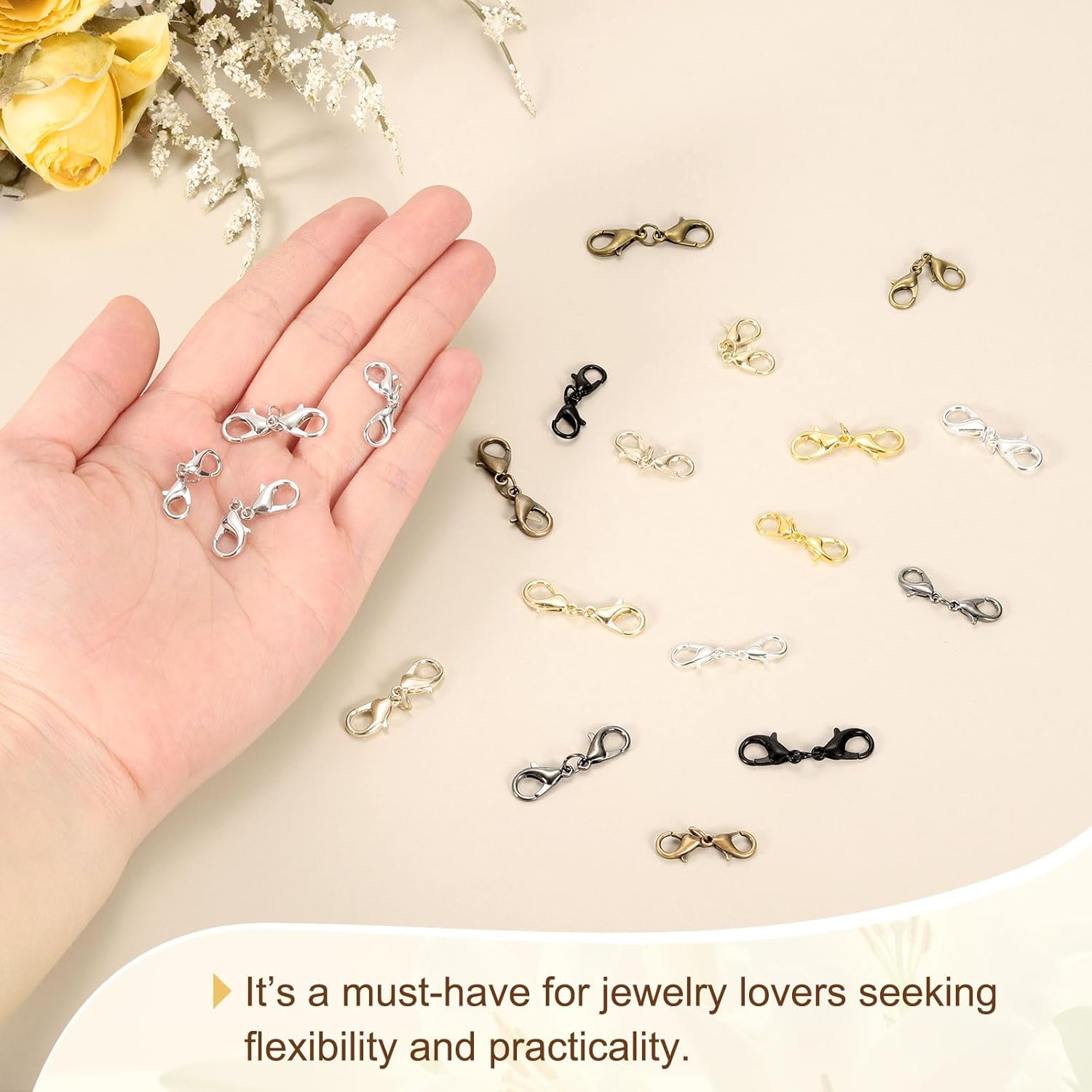 uxcell Bracelet Extender, 10Pcs - Double Lobster Claw Clasps Necklace Extenders, Connector Extension Clasp and Closure for DIY Making Jewelry Chain (25mm/0.98", Bronze) - Image 4