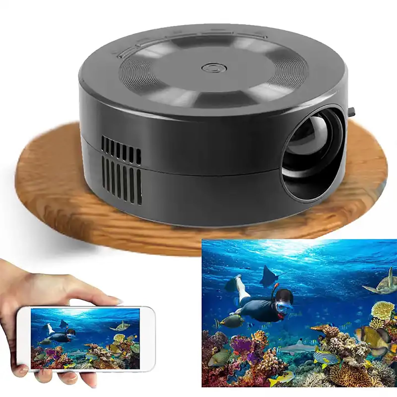 Mini projektor, projektor kina domowego Full HD 1080p z pilotem, wielofunkcyjny ekran TFT LCD, ta sama funkcja ekranu i zoom cyfrowy, wbudowany głośnik, do filmów
