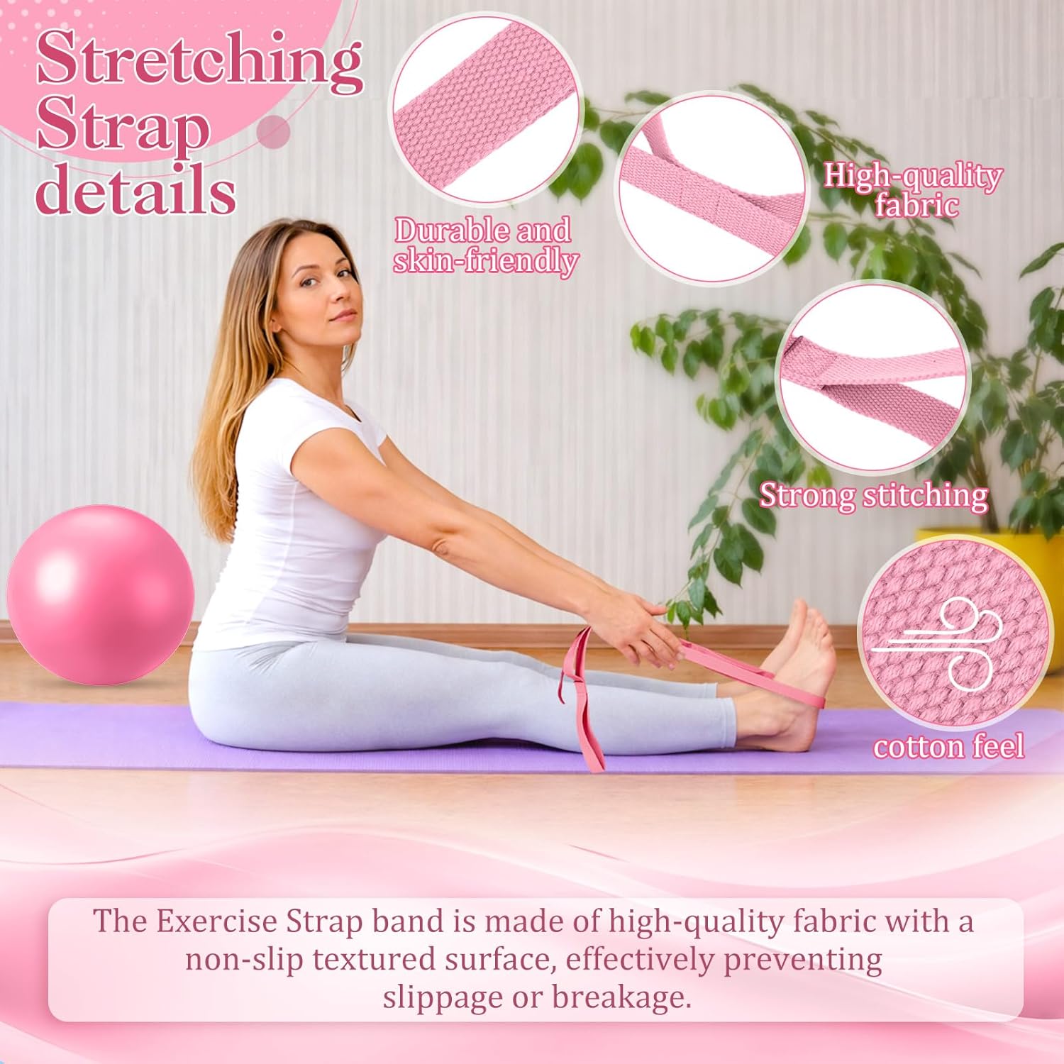Pilates Set with 2 Yoga Exercise Balls (25.6”&9.8”), Yoga Block, Stretch Strap & Foot Pump, Stability Fitness Ball Kit for Home Gym Equipment Workout Pregnancy Physical Therapy