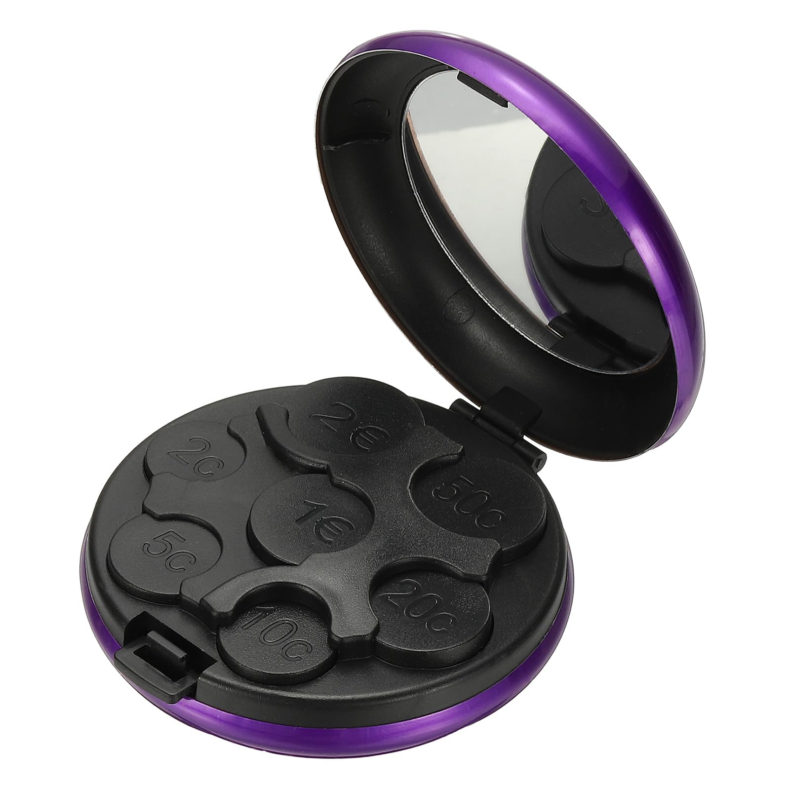 PATIKIL Coin Dispenser, Portable Coin Organizer Change Sorter Compact Aluminum Pocket Case Storage for Car Wallets Pocket Quarter Dime Nickel, Purple