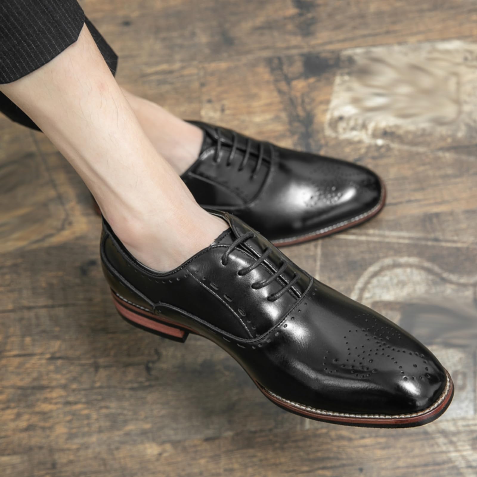 Buty Oxford męskie skórzane buty typu brogsy sznurowane
