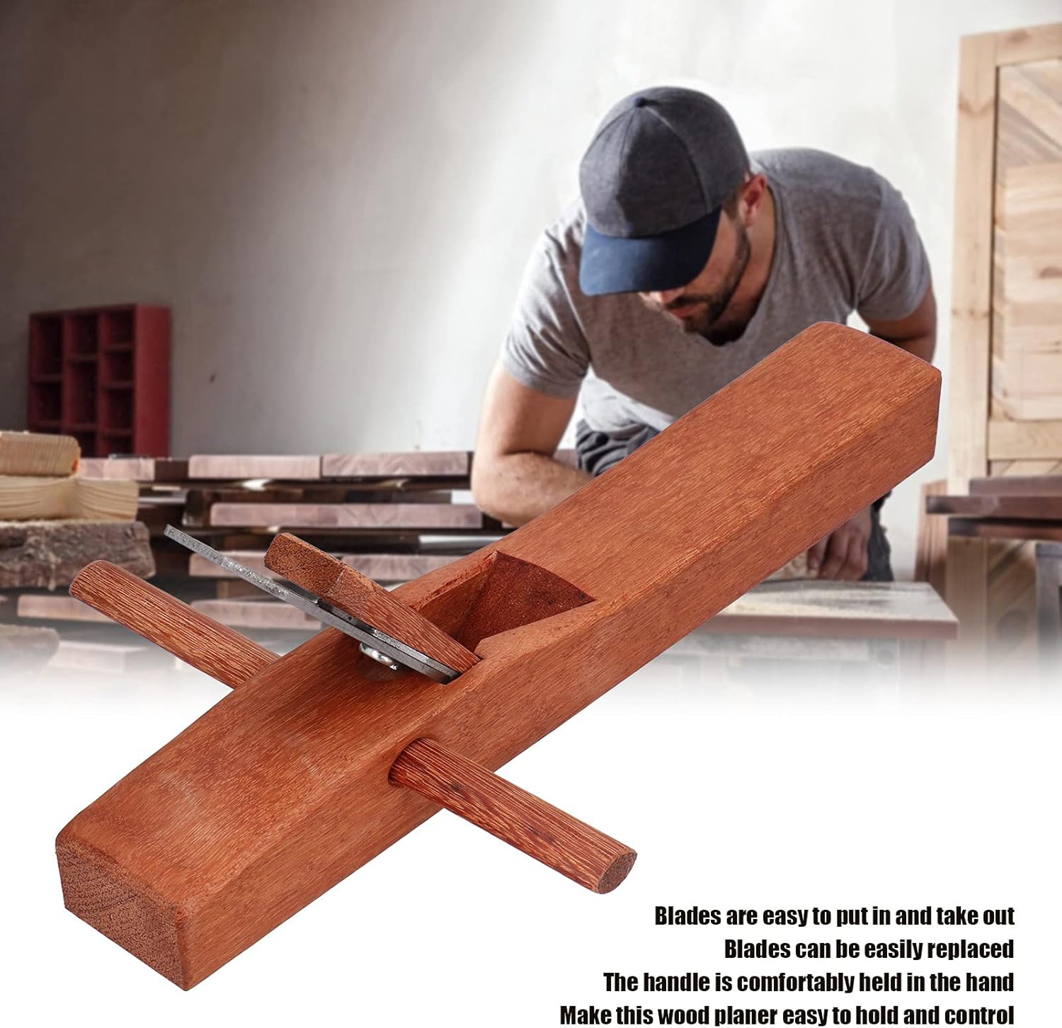 Hand Planer Hand Held Bench Wooden Carpenter Woodcraft Tool For Wood Planing Trimming, Smoothing(400)