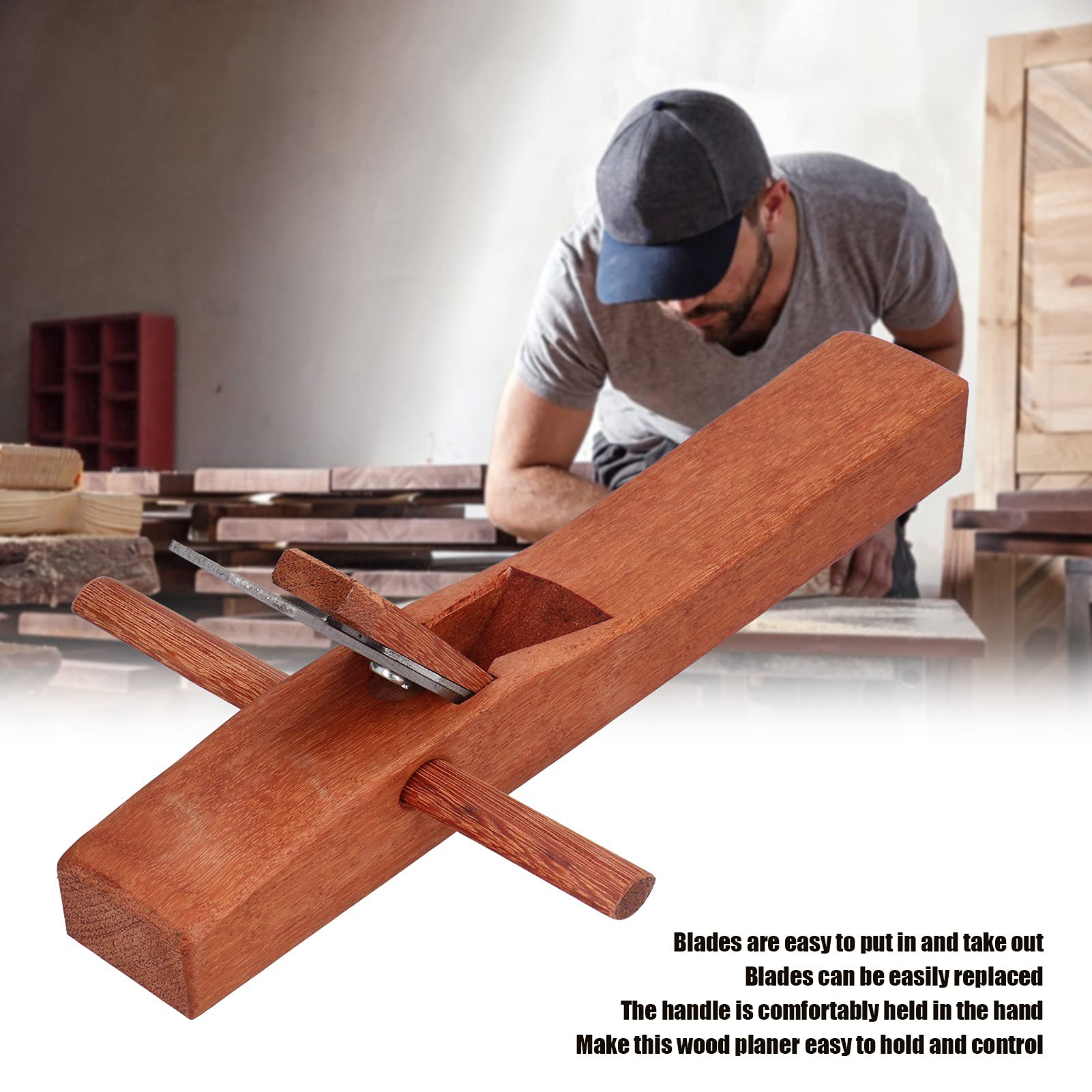 Cepillo para trabajar la madera, cepillo de acero al manganeso, herramienta de artesanía en madera, cepillo manual de madera, cepillo manual, carpintero de madera (400)