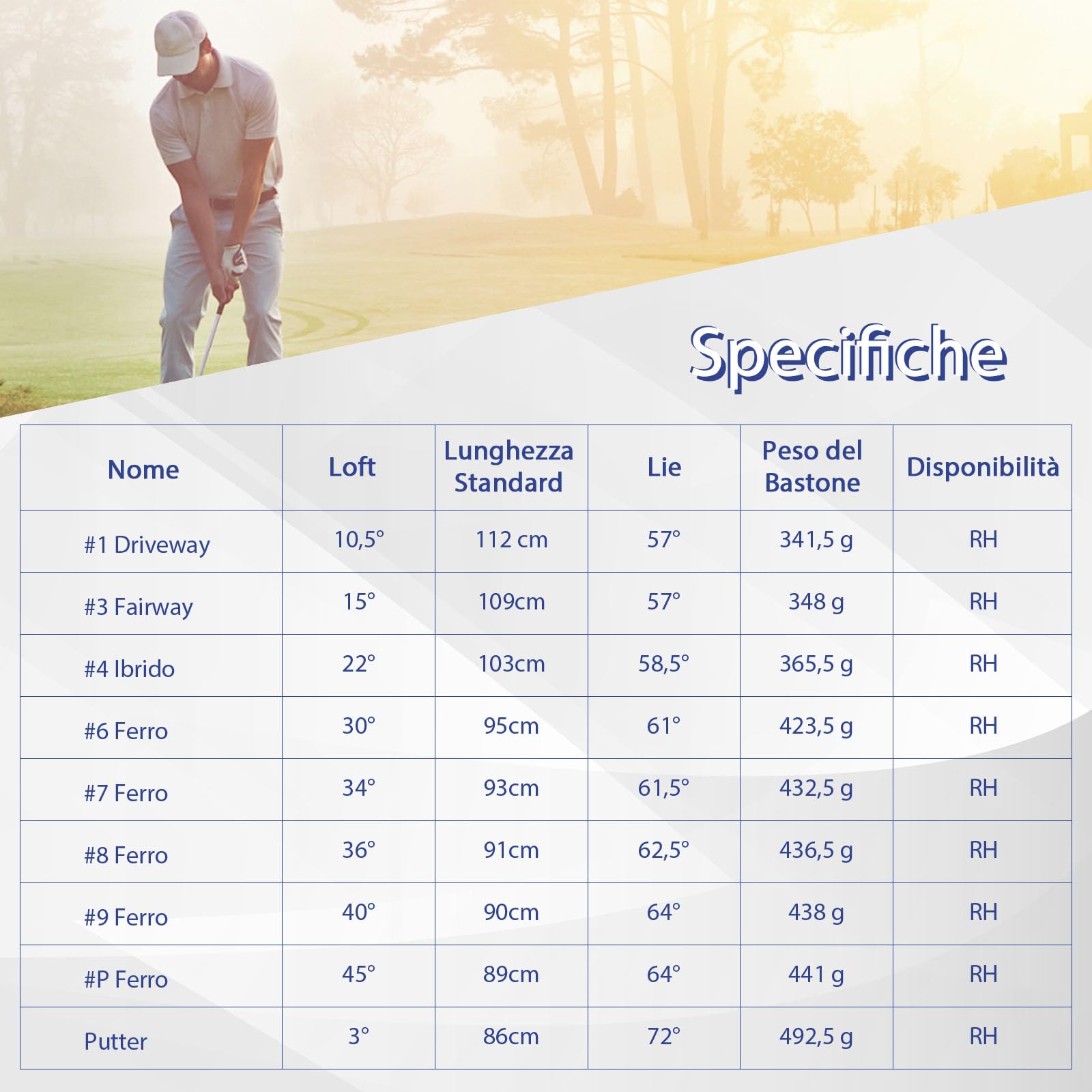 COSTWAY Set Completo di Mazze da Golf da Uomo, 9 Pezzi, Include Driver in Lega, Legno Fairway 3, Ibrido 4, Ferri 6, 7, 8, 9 e P, Putter e Copri Testa per Golfisti Destrimani