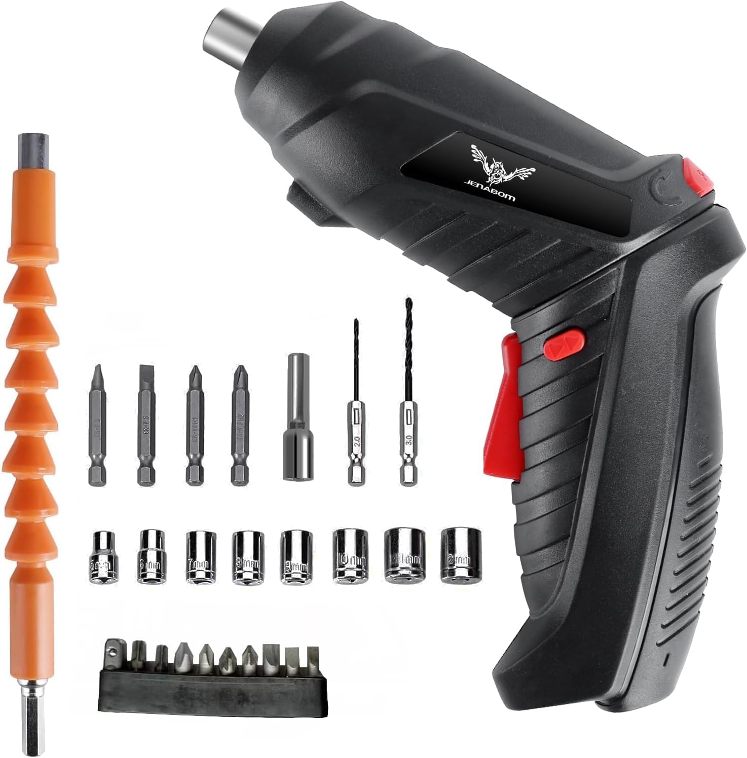 JENABOM26 in 1 Small Mini Electric Screwdriver, Cordless Drill Bits Set, Rechargeable, 3.6 V Li-Ion 3.5 N.m Max Torque, Electric Rotating Drill