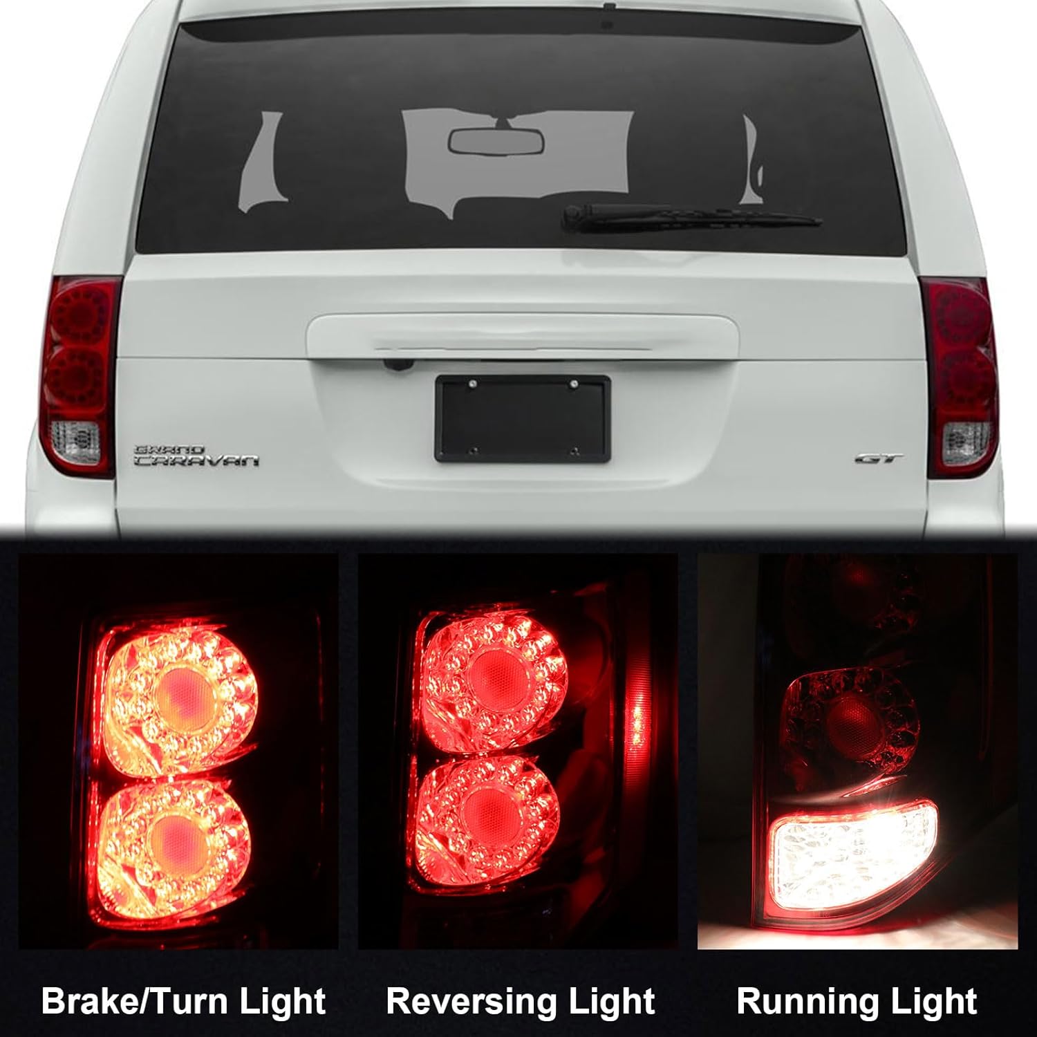 LED Tail Lights Compatible with 2011-2020 Dodge Grand Caravan Right Passenger Side Replace:5182534AF
