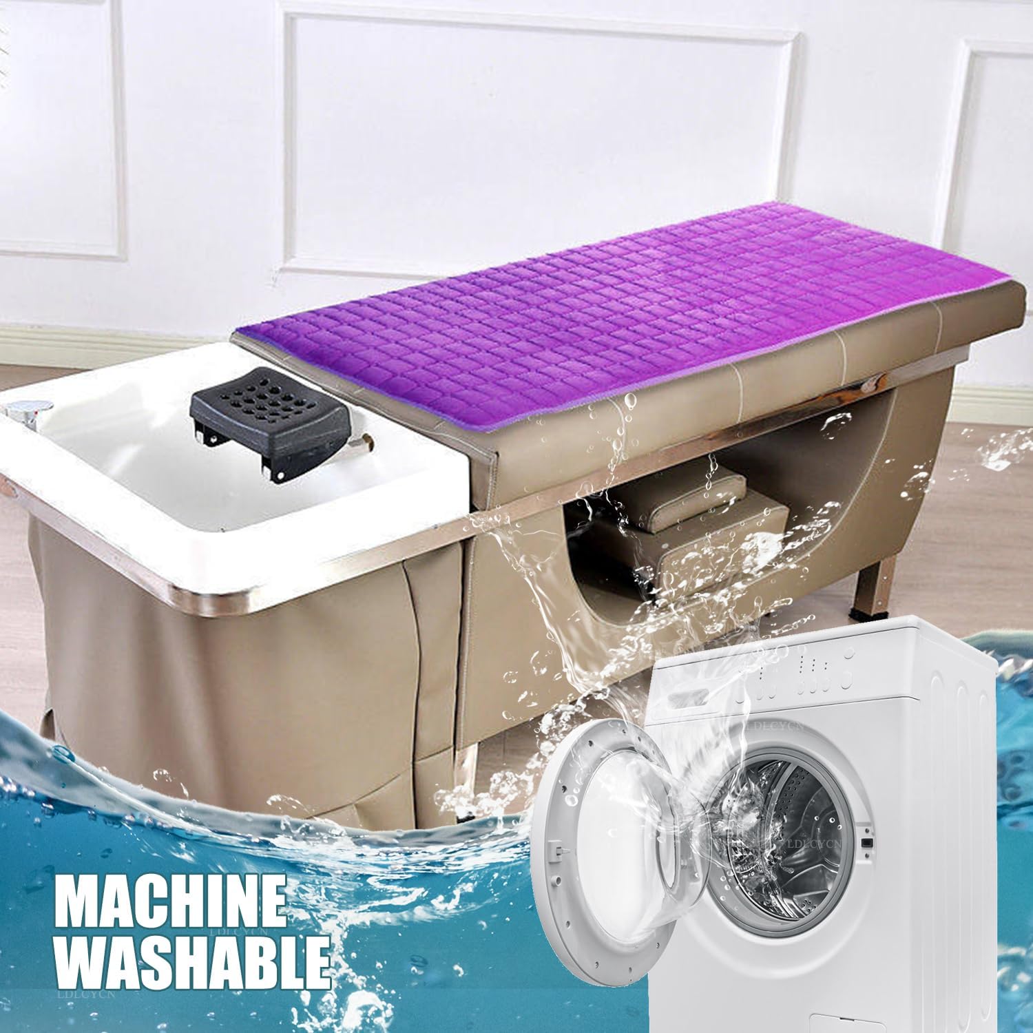 Velvet Massage Table Pad with Elastic Band Anti Slip Massage Table Sheet Beauty Bed Sheet Spa Bed Cover Wash Hair Bed Cover Lash Bed Mattress Topper for Beauty Salon,Purple,70 * 140cm