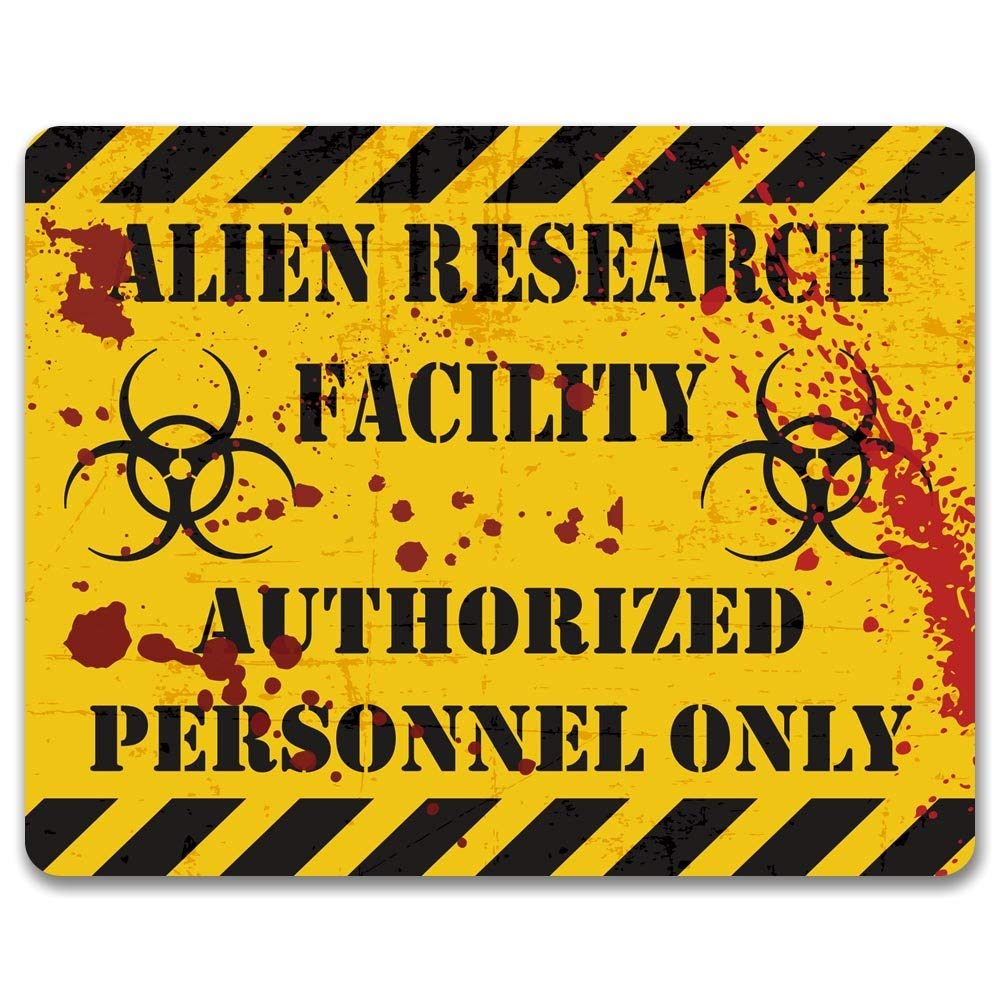 Yelacecca Metal Tin Sign Alien Research Facility: Authorized Personnel Only Aluminum Metal Sign Area 51 Aluminum Road Sign 7.8X11.8 Inch