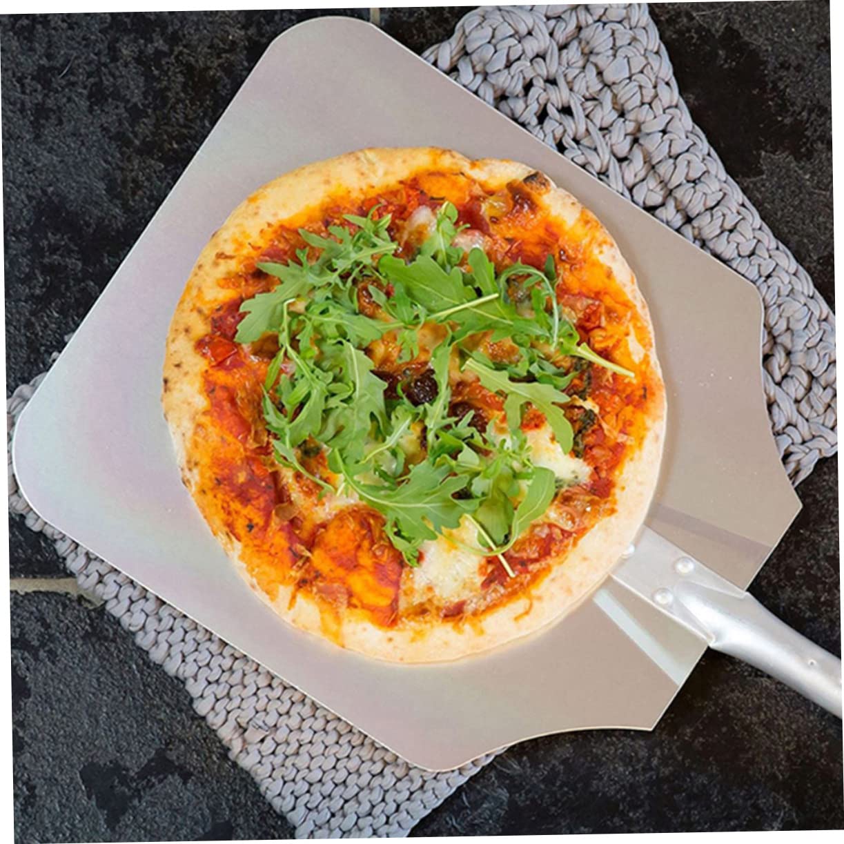 TOPBATHY Pala per Pizza Facile da Pulire Manico in Legno e Alluminio, Spatola Antiaderente Utensile per Trasferire Dolci e Torte per Cucina e Ristorante