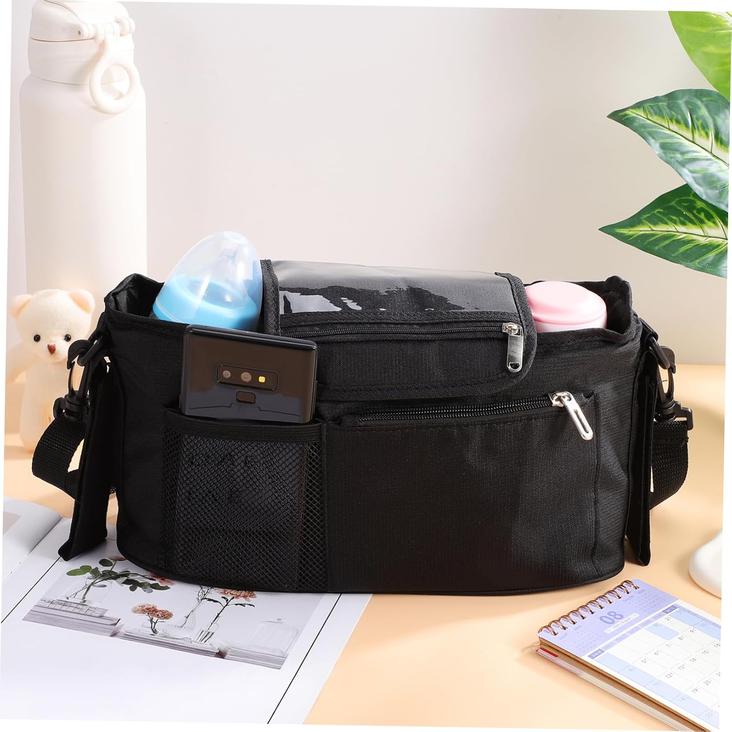 Hemoton Stroller Organizer Bag Cup Holder Stroller Storage for Diapers and Accessories Convenient Carry and Enhanced Organization for Parents The Go