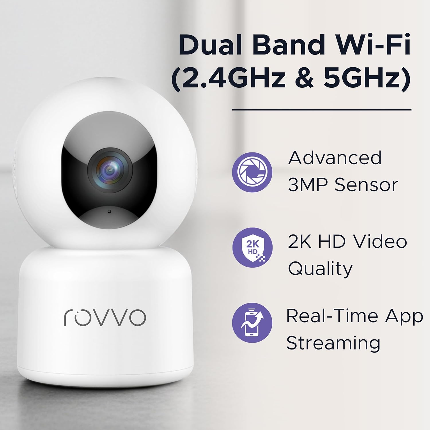 2K HD Pet Camera - 360° Smart Puppy Monitor with 5GHz & 2.4GHz Dual-Band WiFi, Smart Motion Tracking, 2-Way Audio, Night Vision, Indoor Camera for Dogs & Cats, Works with Phone App.